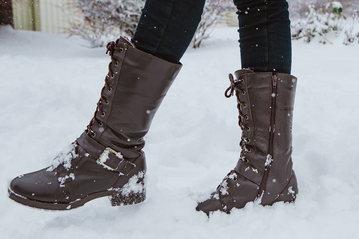 bota cano médio feminino neve